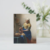Johannes Vermeer - Het schilderen van de Milkmaid Briefkaart (Staand voorkant)