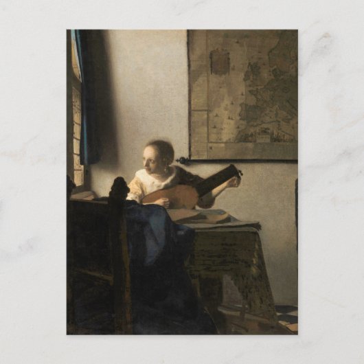 Johannes Vermeer - Jonge vrouw met een luit Briefkaart (Voorkant)