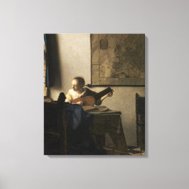 Johannes Vermeer - Jonge vrouw met een luit Canvas Afdruk