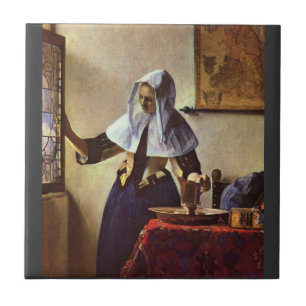 Johannes Vermeer - Jonge vrouw met een waterjug Tegeltje