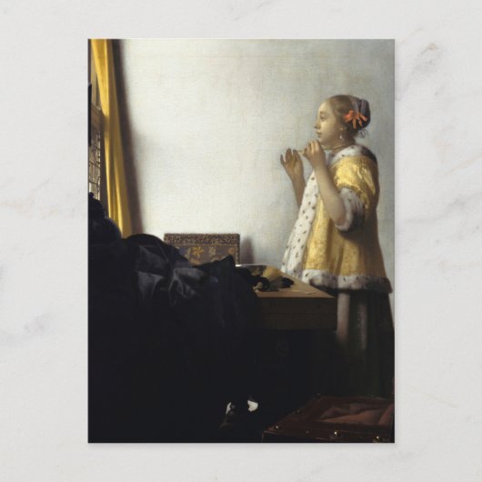 Johannes Vermeer, jonge vrouw met parelKetting Briefkaart (Voorkant)