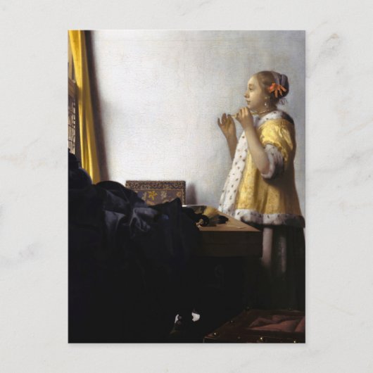 Johannes Vermeer - Jonge vrouw met parelsnoer Briefkaart (Voorkant)