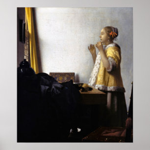 Johannes Vermeer - Jonge vrouw met parelsnoer Poster