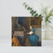 Johannes Vermeer - Lady Seated in een Virginal Bedankkaart (Staand voorkant)
