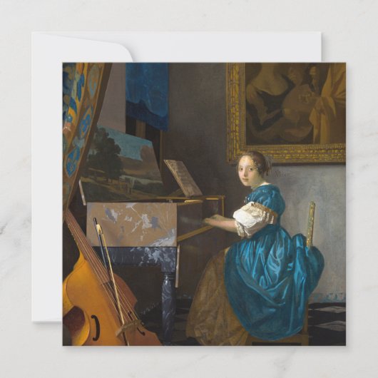 Johannes Vermeer - Lady Seated in een Virginal Bedankkaart (Voorkant)