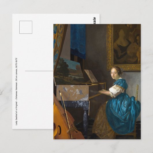 Johannes Vermeer - Lady Seated in een Virginal Briefkaart (Voorkant / Achterkant)