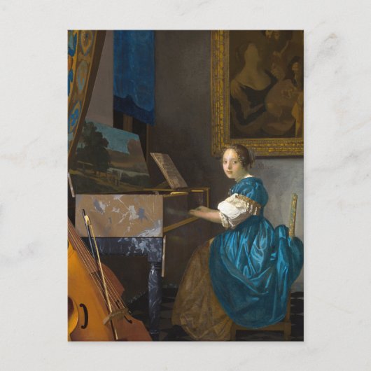 Johannes Vermeer - Lady Seated in een Virginal Briefkaart (Voorkant)