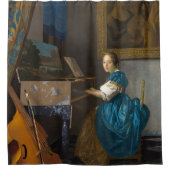 Johannes Vermeer - Lady Seated in een Virginal Douchegordijn (Voorkant)