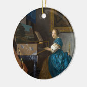 Johannes Vermeer - Lady Seated in een Virginal Keramisch Ornament (Links)