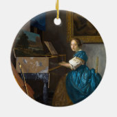 Johannes Vermeer - Lady Seated in een Virginal Keramisch Ornament (Achterkant)