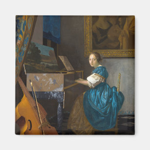 Johannes Vermeer - Lady Seated in een Virginal Magneet