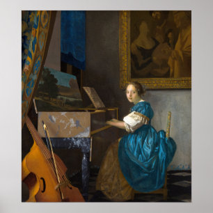 Johannes Vermeer - Lady Seated in een Virginal Poster
