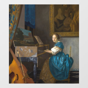 Johannes Vermeer - Lady Seated in een Virginal Raamsticker