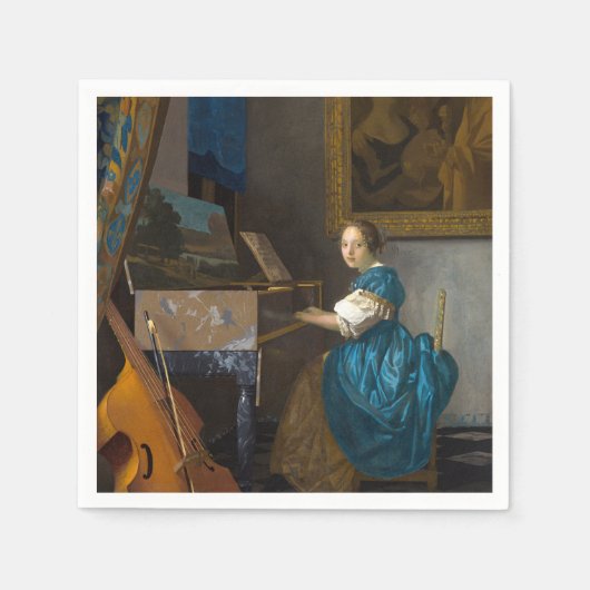 Johannes Vermeer - Lady Seated in een Virginal Servet (Voorkant)