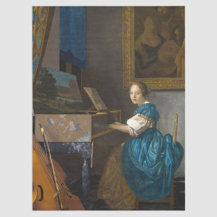 Johannes Vermeer - Lady Seated in een Virginal Tissuepapier