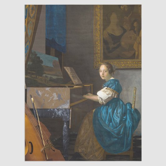 Johannes Vermeer - Lady Seated in een Virginal Tissuepapier