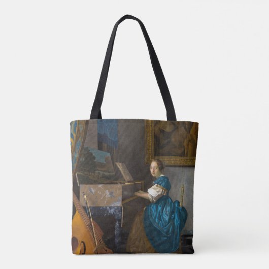 Johannes Vermeer - Lady Seated in een Virginal Tote Bag (Achterkant)