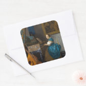 Johannes Vermeer - Lady Seated in een Virginal Vierkante Sticker (Envelop)