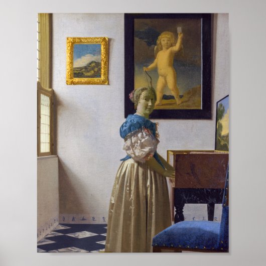 Johannes Vermeer - Lady Standing at a Virginal Poster (Voorkant)