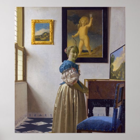 Johannes Vermeer - Lady Standing at a Virginal Poster (Voorkant)