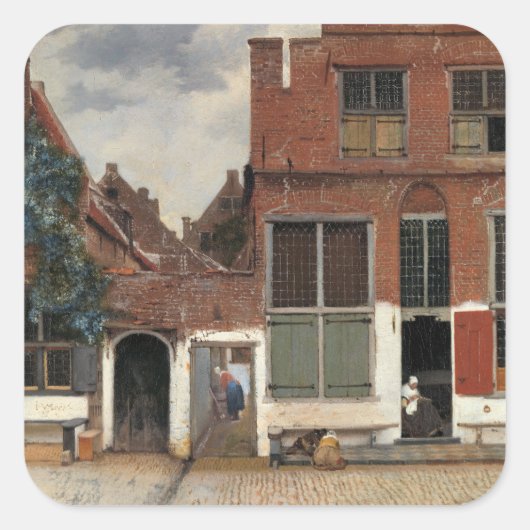 Johannes Vermeer - Little Street Vierkante Sticker (Voorkant)