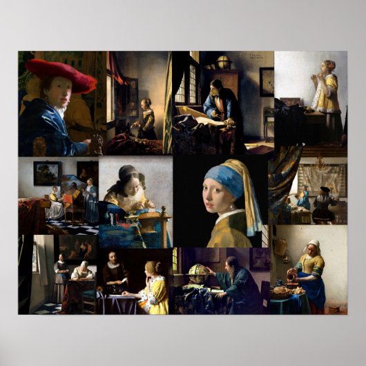 Johannes Vermeer - Masterpieces Patchwork Poster (Voorkant)