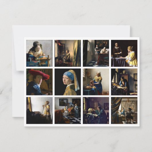 Johannes Vermeer - Masterstuks Grid Bedankkaart (Voorkant)