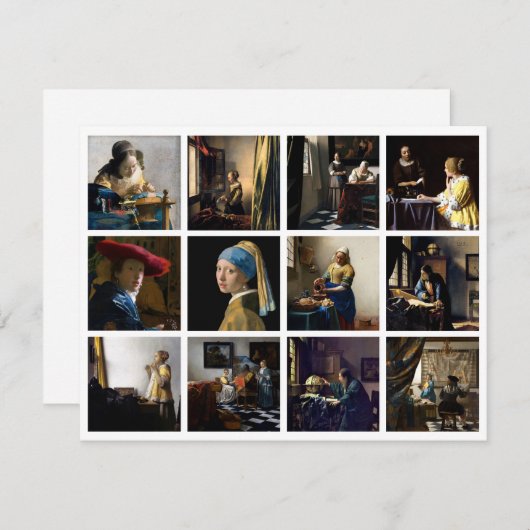 Johannes Vermeer - Masterstuks Grid Bedankkaart (Voorkant / Achterkant)