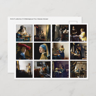 Johannes Vermeer - Masterstuks Grid Briefkaart