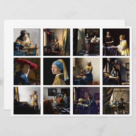 Johannes Vermeer - Masterstuks Grid Kaart (Voorkant / Achterkant)
