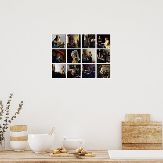 Johannes Vermeer - Masterstuks Grid Poster (Keuken)
