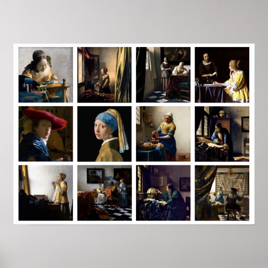Johannes Vermeer - Masterstuks Grid Poster (Voorkant)