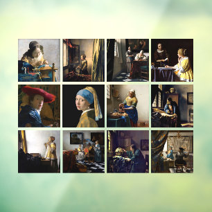 Johannes Vermeer - Masterstuks Grid Raamsticker
