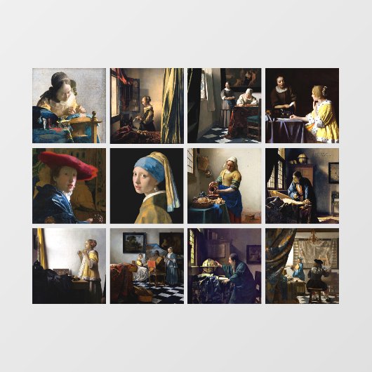 Johannes Vermeer - Masterstuks Grid Raamsticker (Vel)
