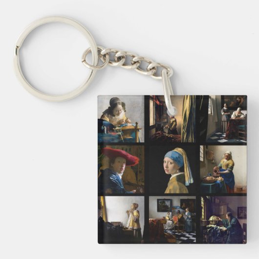 Johannes Vermeer - Masterstuks Grid Sleutelhanger (Voorkant)