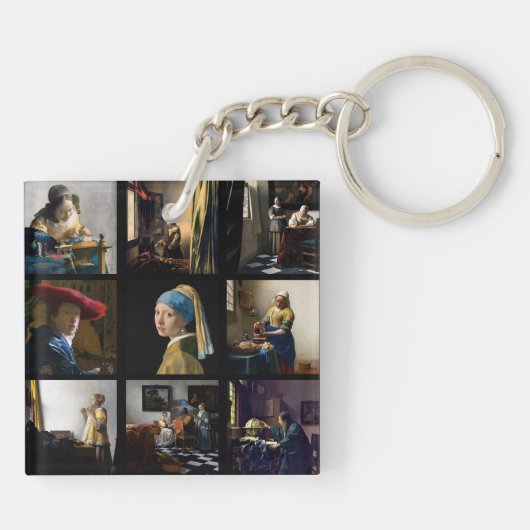 Johannes Vermeer - Masterstuks Grid Sleutelhanger (Achterkant)