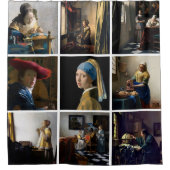 Johannes Vermeer - Masterstuks Grid Square Douchegordijn (Voorkant)