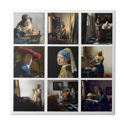 Johannes Vermeer - Masterstuks Grid Tegeltje (Voorkant)