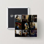 Johannes Vermeer - Masterstuks Grid Vierkante Button 5,1 Cm (Voorkant /achterkant)