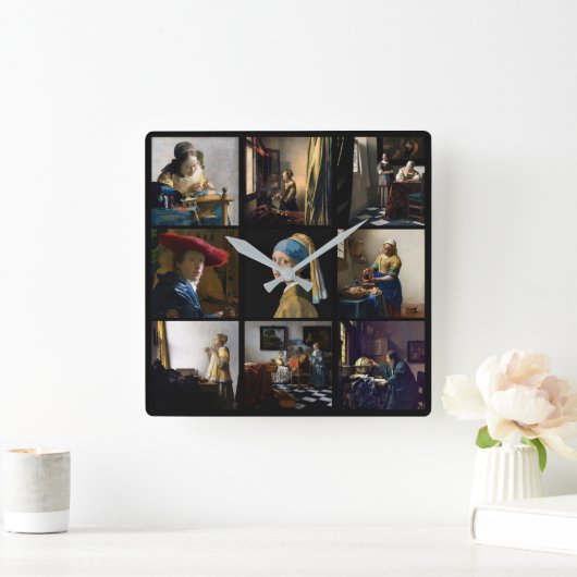 Johannes Vermeer - Masterstuks Grid Vierkante Klok (Huis)