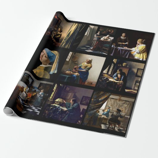 Johannes Vermeer - Masterstuks Mosaic Cadeaupapier (Uitgerold)