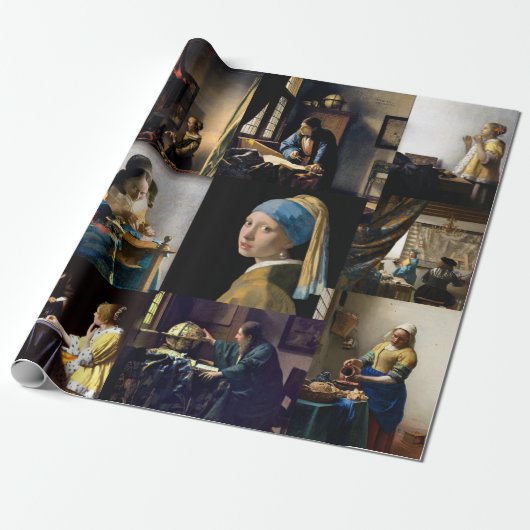 Johannes Vermeer - Masterstuks Patchwork Cadeaupapier (Uitgerold)
