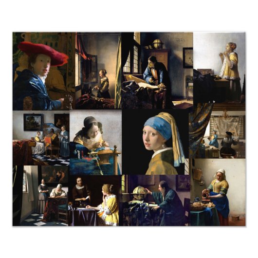 Johannes Vermeer - Masterstuks Patchwork Foto Afdruk (Voorkant)