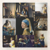 Johannes Vermeer - Masterstuks Patchwork Glazen Onderzetter (Voorkant)