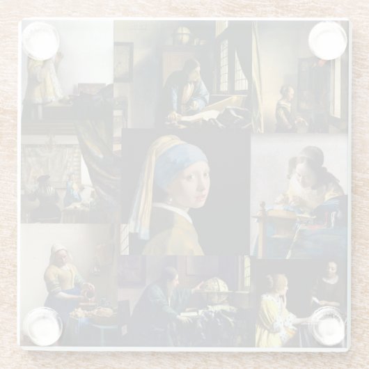 Johannes Vermeer - Masterstuks Patchwork Glazen Onderzetter (Achterkant)