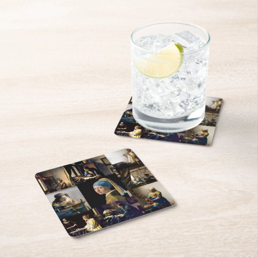 Johannes Vermeer - Masterstuks Patchwork Kartonnen Onderzetters (Insitu)