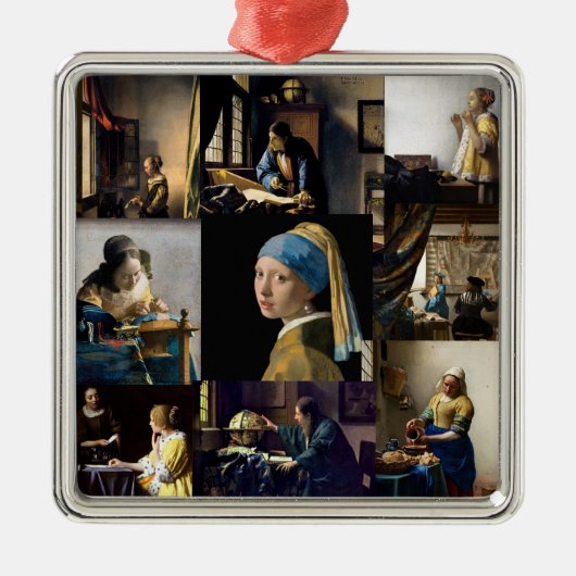 Johannes Vermeer - Masterstuks Patchwork Metalen Ornament (Voorkant)