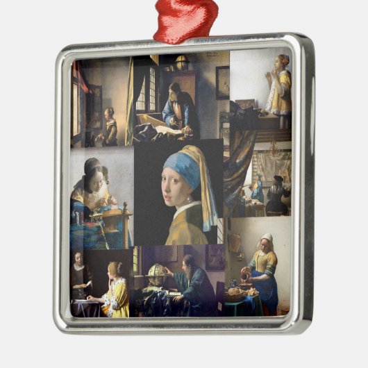 Johannes Vermeer - Masterstuks Patchwork Metalen Ornament (Links)