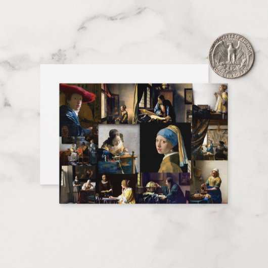 Johannes Vermeer - Masterstuks Patchwork Notitiekaartje (Voorkant / Achterkant in situ)