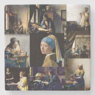 Johannes Vermeer - Masterstuks Patchwork Stenen Onderzetter